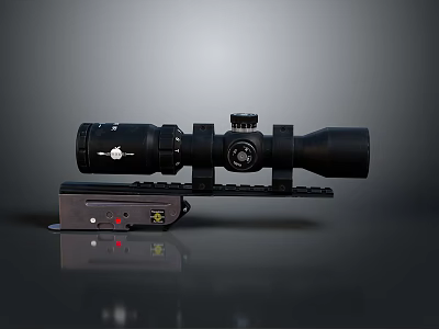 Tactical Weapon Sniper Scope With Adjustable Mount Base And Control Buttons 3d model