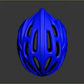 Blue Ventilated Cycling Helmet With Shiny Surface And Adjustable Straps For Sports