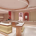 Elegant Modern Jewelry Store Interior With Glass Display Cases And Gold Accents