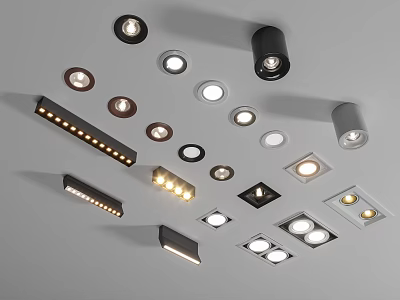 Various Types of Modern Downlights and Spotlights for Ceiling Lighting Design 3d model