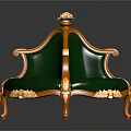 Multi Person Sofa In Classic Style With Green Upholstery Wooden Frame And Gold Accents