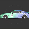 Green And Blue Racing Car With Series Primus Number 55 And Sporty Spoiler Design