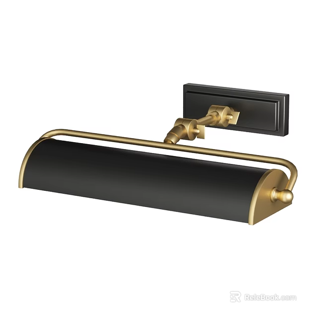 Modern Black Wall Sconce With Gold Metal Accents For Bathroom Vanity Lighting 3d model 