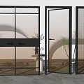 Modern Interior Doors Featuring Glass Panels Metal Frames And Grid Design 3d model