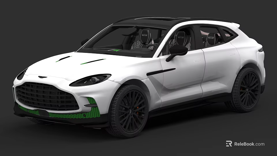 White SUV Car with Black Grille Green Accents Sleek Body and Sporty Design 3d model 