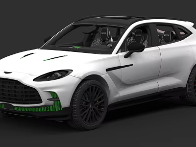 White SUV Car with Black Grille Green Accents Sleek Body and Sporty Design 3d model