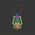 Vintage Kerosene Lamp With Classic Metal Frame And Glass Shade Design