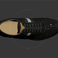 Black Leather Casual Shoes With White Stripes Yellow Sole And Classic Design