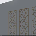 Light Colored Swing Doors With Symmetric Geometric Hollow Patterns And Reflective Floor 3d model