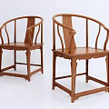 Traditional Chinese Style Wooden Leisure Chairs With Curved Armrests And Square Base