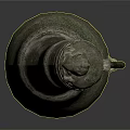 Ancient Bronze Sculpture With Carved Patterns Chain Handle And Decorative Lid
