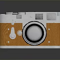 Vintage Retro Camera With Silver Body Wooden Panels And Classic Lens
