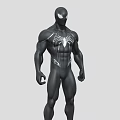 Black Symbiote Spider Man Action Figure With White Spider Symbol And Muscular Build