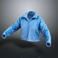 Blue Fleece Sweater With Collar And Loose Sleeves For Casual Outfit