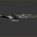 3D Rendered Terrain Model With Natural Rock Texture And Blue Elements
