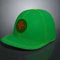 Stylish Green Casual Cap with Yellow Stitching and Red Star Logo Design