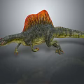 Detailed Spinosaurus Dinosaur 3D Model With Red Orange Sail Green Body