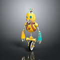 Commercial Robot Device Featuring Yellow Body Unicycle Blue Eyes And Colorful Decorations