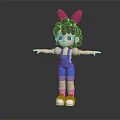 Cartoon Character With Rabbit Ears Blue Overalls Open Arms And Pink Socks