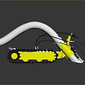 Yellow And White Tracked Mechanical Tool With Long Hose And Metal Components