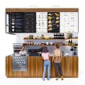 Modern bar milk tea shop ordering table 3d model