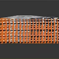 Stacked Gray White Furniture Blankets With Orange Tassels And Abstract Patterns