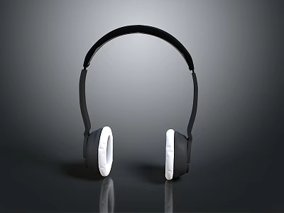 Sleek Modern Over Ear Headphones With Black Headband And White Ear Cushions Design 3d model
