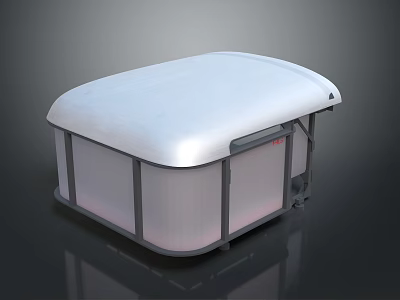 Modern Equipment with White Curved Top Transparent Side Panels and Sturdy Dark Frame Base 3d model
