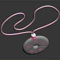 Fashionable Pink Cord Necklace With White Pendant Pink Dots And Pearl Accent