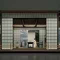 Chinese Traditional Interior With Decorative Screen Traditional Painting And Figure Statue