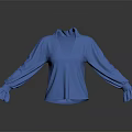 Blue V Neck Long Sleeve Shirt With Bell Sleeves Sleek Design Elegant Style