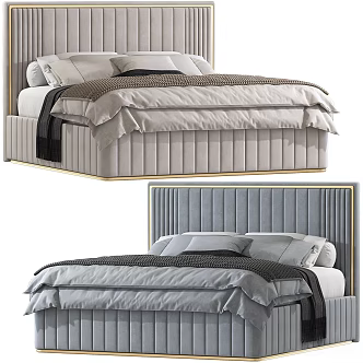 Bedroom Double Bedroom Double Bed Home Furniture Bedside Cabinet Pillow Quilt Blanket 3d model