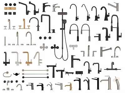 Modern Stylish Kitchen Bathroom Shower Faucets With Various Designs And Styles 3d model