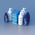 Assorted Household Cleaning Products With Liquid Soap Bottles And Boxed Detergent