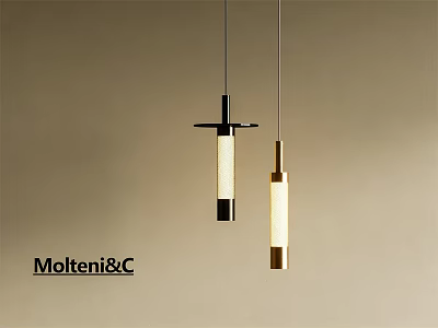 Modern Pendant Lights Design By Molteni&C With Black And Gold Cylindrical Shades 3d model