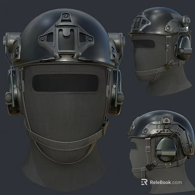 Tactical Military Helmet With Face Shield Adjustable Straps And Multiple Angles Design 3d model 