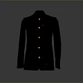 Elegant Black Long Sleeve Coat With Gold Buttons And Classic Formal Design
