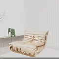 Brown Bean Bag Chair In Modern Living Room With White Curtains And Green Plant