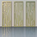 Three Modern Golden Swing Doors With Laser Cut Geometric Patterns Design 3d model