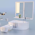 Essential Bathroom Living Products With Bathtub Toilet Mirror Towel And Toiletries