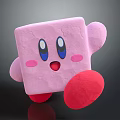 Cute Pink Square Cartoon Character With Big Eyes Blush Cheeks And Red Feet