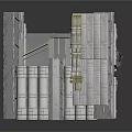 Multi layer Industrial Equipment Structure With Gray Metallic Frame And Cylindrical Components