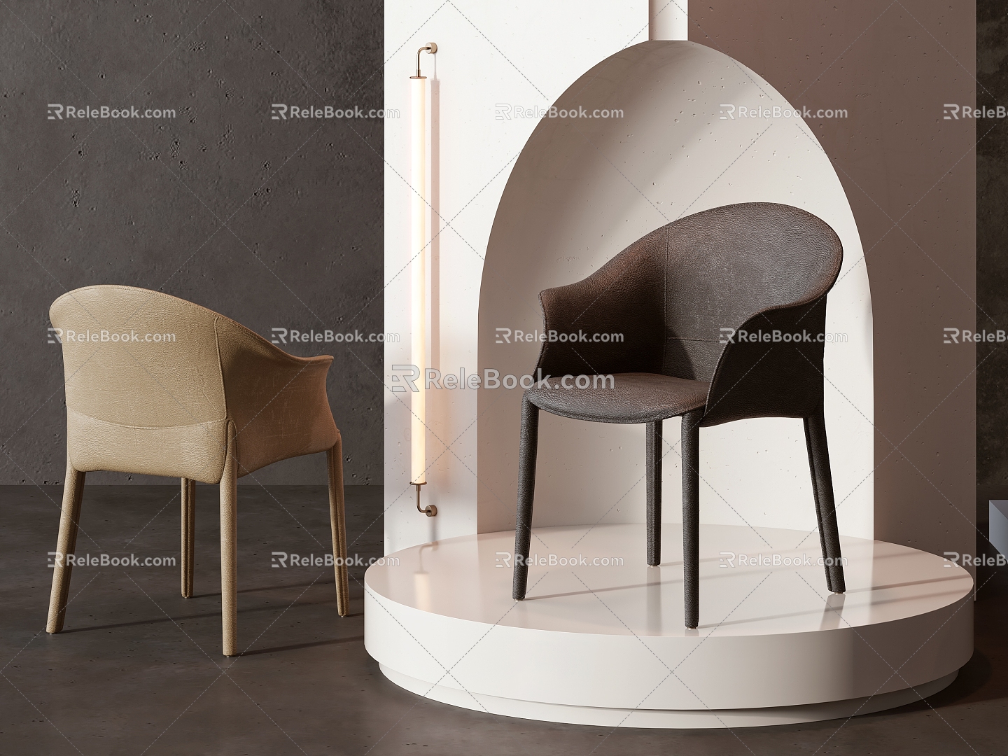 Modern single chair dining chair 3d model