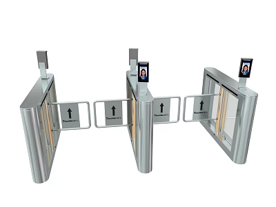Commercial Turnstile Access Control System With Facial Recognition And Arrow Indicators 3d model