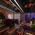 Starry Sky Themed Casual Bar With Astronaut Design And Outdoor Seating Area