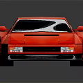 Red Sports Car With Streamlined Body Silver Wheels And Black Windows On Dark Background