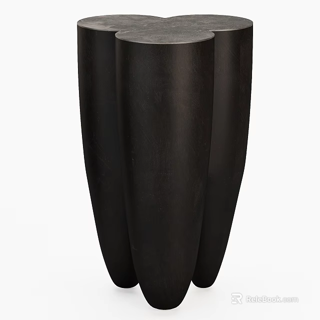 Sleek Black Modern Side Table With Cylindrical Design And Minimalist Style 3d model 