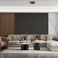Modern Dining and Living Room Interior With White Countertop Natural Light And Chairs
