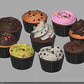 Assorted Cupcakes With Colorful Frosting Sprinkles Chocolate Chips And Cream Toppings