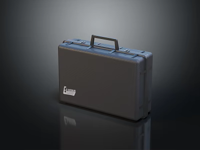 Gray Hard Shell Briefcase With Black Handle Metal Clasps And Textured Surface 3d model